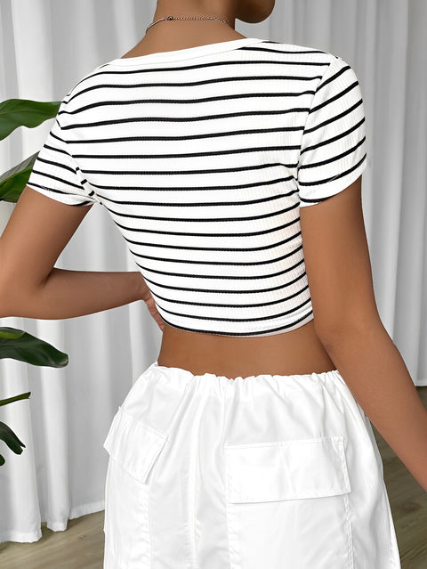 Sollobell Striped Form Fitted Crop Top