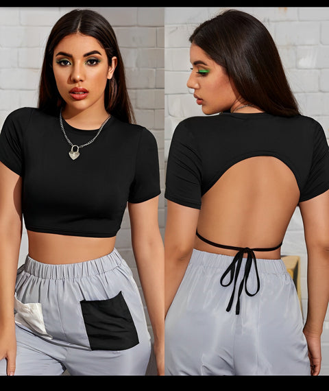 Sollobell Solid Form Fitted Crop Top