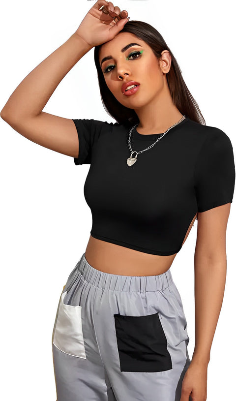 Sollobell Solid Form Fitted Crop Top