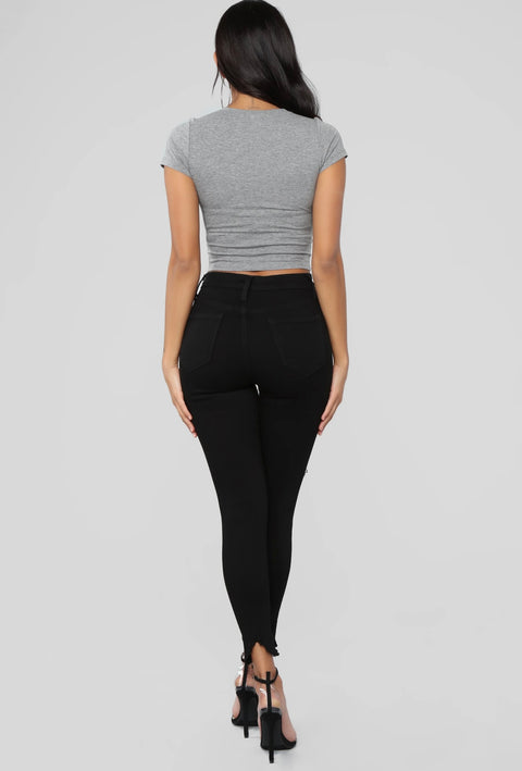 Sollobell Printed Form Fitted Crop Top