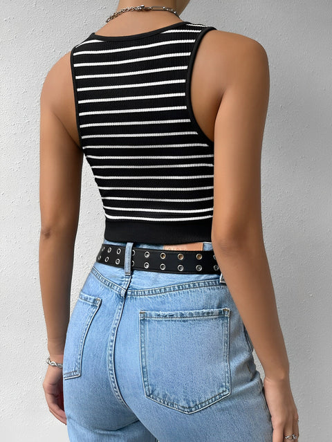 Sollobell Striped Form Fitted Tank Top